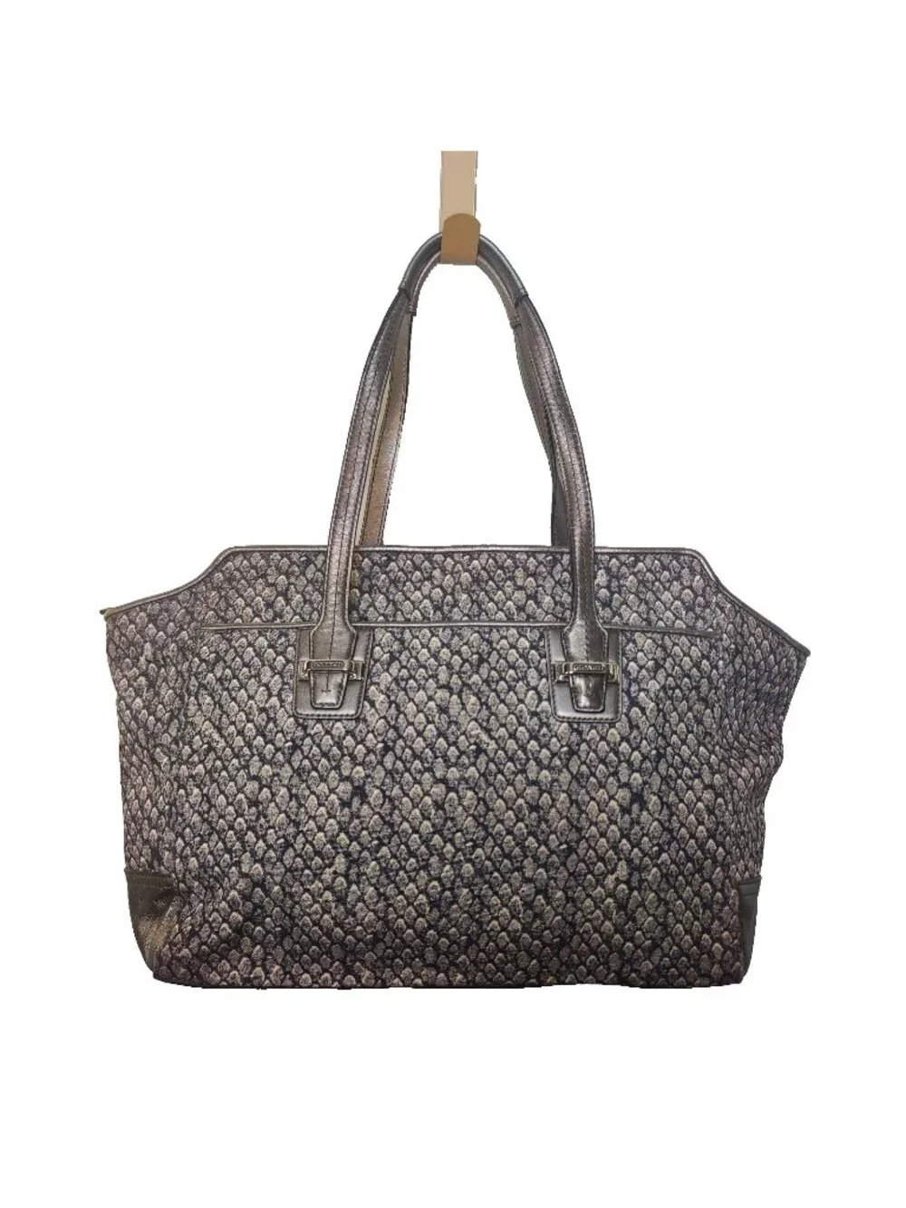 $398 Coach Snake print tote handbag gunmetal Light Weight CARRYALL Taylor